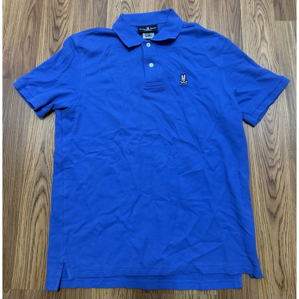 Psycho Bunny Polo Shirt Mens Large Pique Embroidered Logo Blue